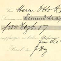 Quittung für eine Einzahlung über 31 Fr. vom 7. Dez. 1907 an die Malschule von Hermann Meyer (Nachlass Otto Roos, Depositum Riehen Gemeindearchiv)