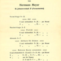 Programm der Malschule von Hermann Meyer (Nachlass Otto Roos, Depositum Riehen Gemeindearchiv)