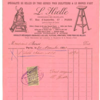 Quittungen für Bildhauerdrehstühle, die Otto Roos am 6. und 30.November 1909 in Paris erworben hat (Nachlass Otto Roos, Depositum Riehen Gemeindearchiv)